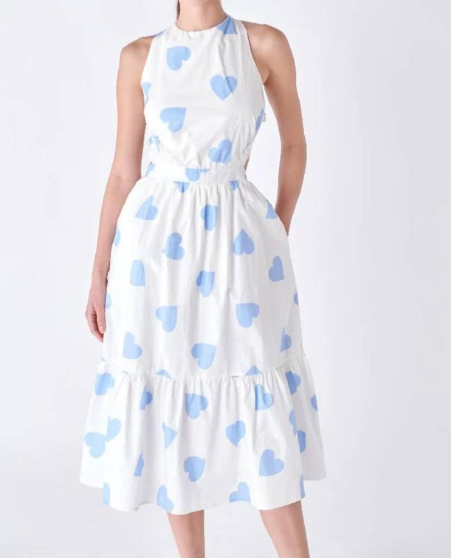 Unbeatable Prices Feminine Charm All My Love Midi Dress In White/blue