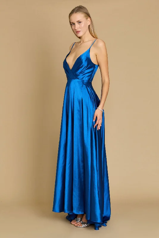 Comfort Meets Fashion Graceful Cut Long Flowy Satin Formal Prom Party Dress Teal