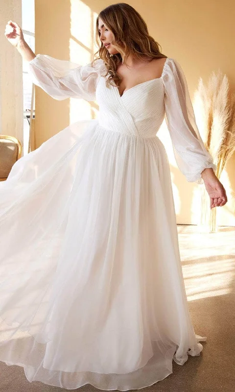 New Styles Just In Coastal Beach - Inspired Style Cinderella Divine CD243WC - Sheer Long Sleeve Wedding Gown