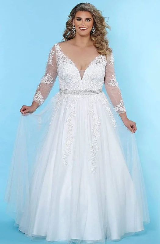 Casual Yet Chic Sales Ethnic Cultural Event Wear Sydney's Closet - SC5234 Long Sleeve Lace Embroidered Bridal Gown