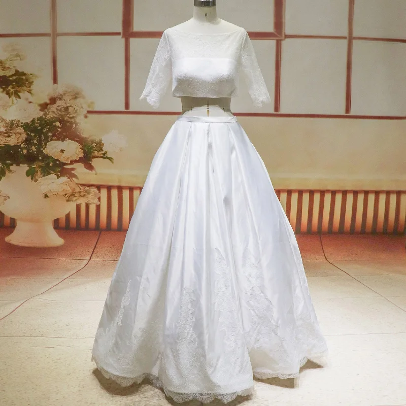 Fresh Styles, Fresh Deals Luxury Style Half Sleeve A-line Skirt Separates Two Piece Wedding Dress