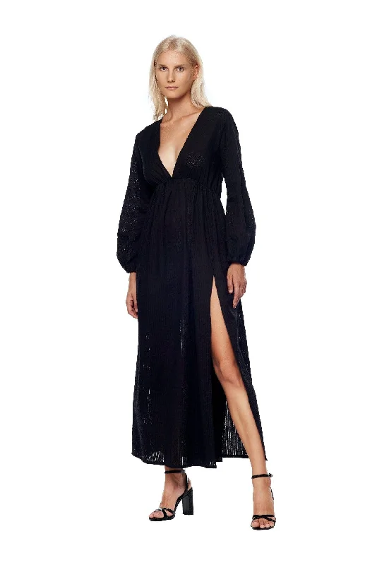 Bold Fashion Sales Feminine Grace POET MAXI DRESS IN BLACK