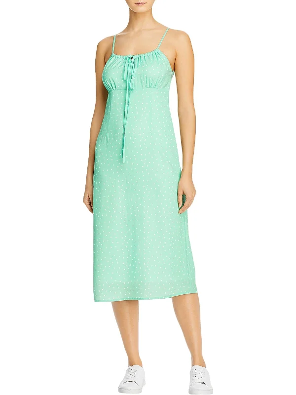 Fashion Forward, Function First Elegant Ensemble Delilah Womens Polka Dot Ruched Midi Dress