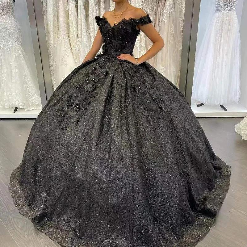 Trendy Threads Subtle Sophistication Black Formal Quinceanera Dresses Ball Gowns Beading Sequin Appliques Sweetheart Off Shoulder For Sweert Girl Vestidos De Fiesta