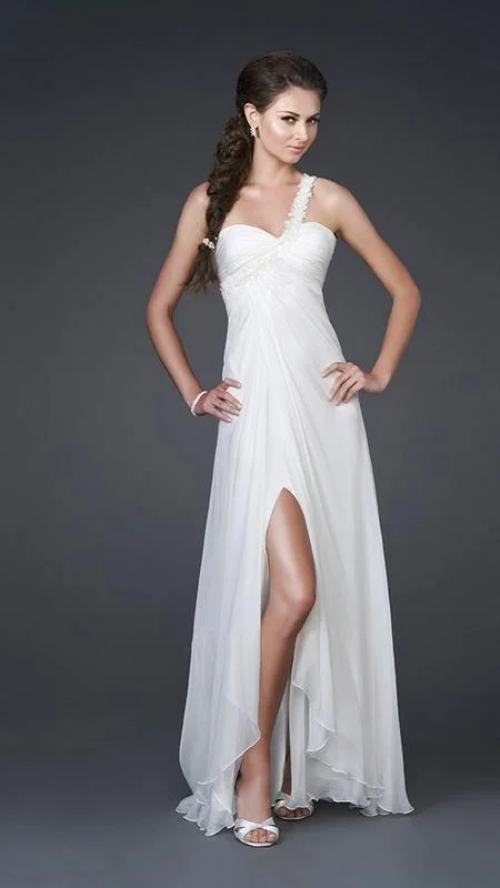 Seasonal Picks Classic Timeless Elegant Style La Femme - Sleeveless One Shoulder Strap Chiffon Gown 15161