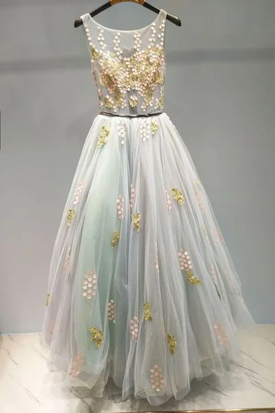 Style Breakthroughs Statement Piece Princess A-line Light Green and Floral Formal prom Gown    cg21364