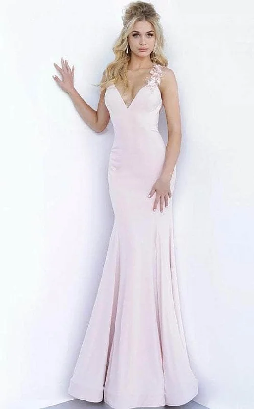 Fresh Fashion Discounts Minimalist Chic Jovani - 1074 Embellished Sleeveless V-neck Long Dress - 1 pc Blush In Size 2 Available