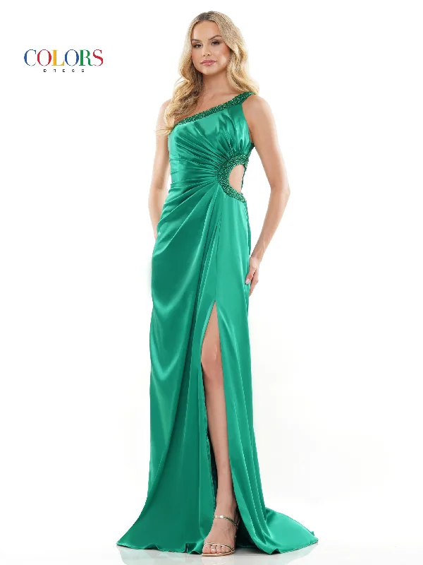 Trendy Pulse Flash Sale Colors 3222 Long One Shoulder Fitted Satin Prom Dress