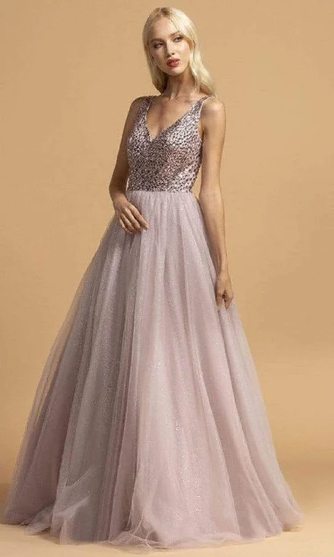 Day-To-Night Styles Effortless Sophistication Aspeed Design - L2166 Sleeveless Crystal Beaded A-Line Dress