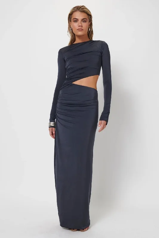 Vintage-Inspired Style Offers Elegant Contour Cara Maxi Dress - Thunder