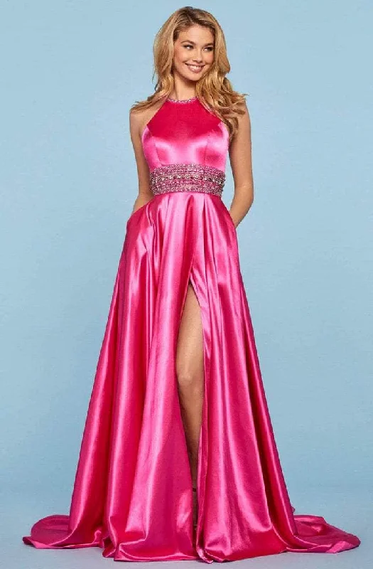 Stay Ahead In Style Classic Timeless Elegant Style Sherri Hill - 53306 Sleeveless Halter Neck Prom Dress