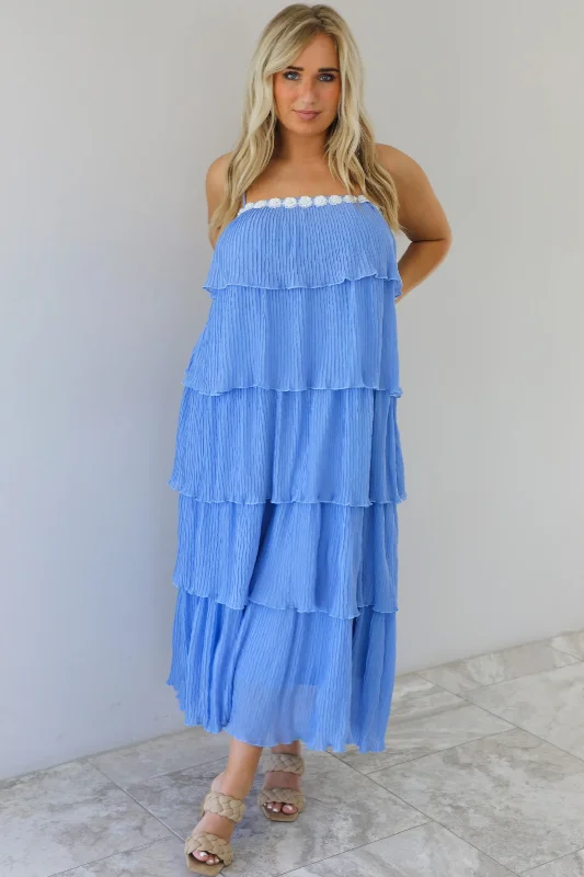 Trendy Pulse Classic Appeal Called The Rain Maxi Dress: Blue