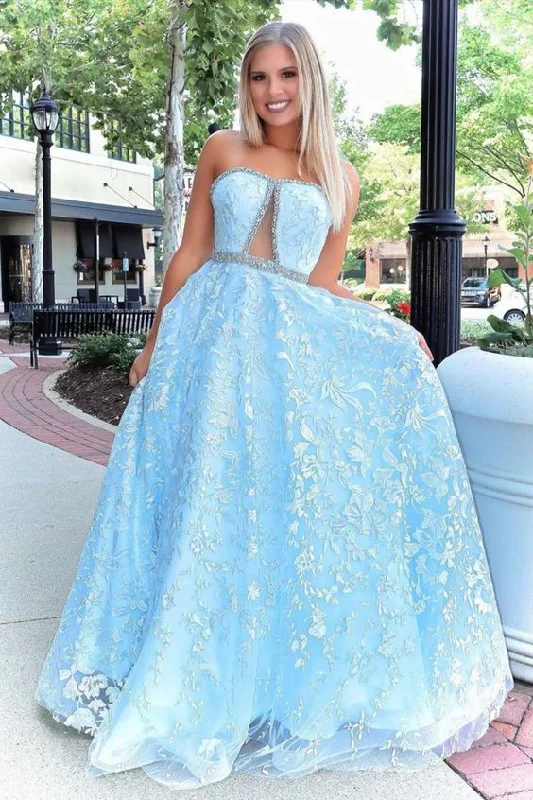 Trend Leading Collection Luxury Comfort Blue Floral Prom Dress     cg20917