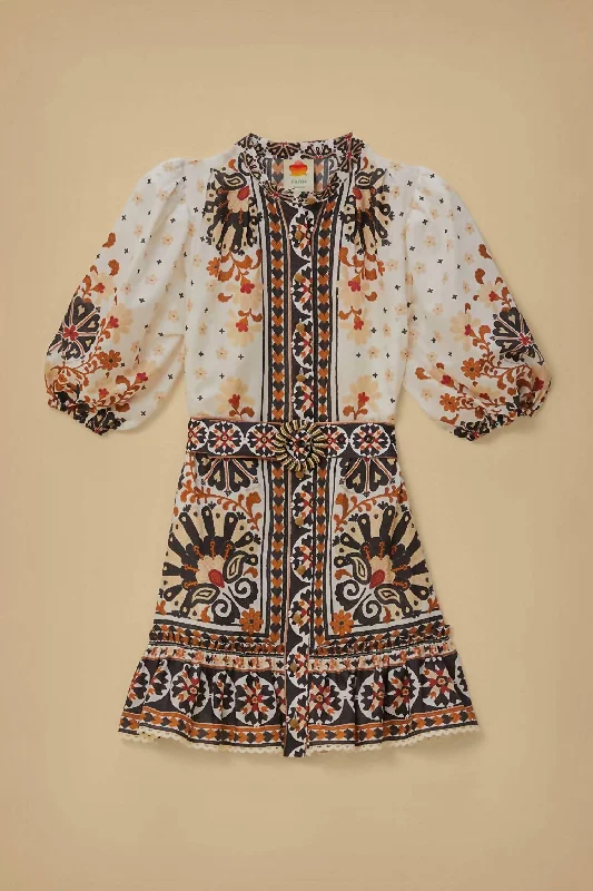 Relaxed Style Deals Limited - Edition Drops Flower Fan Tapestry Mini Dress In Off White