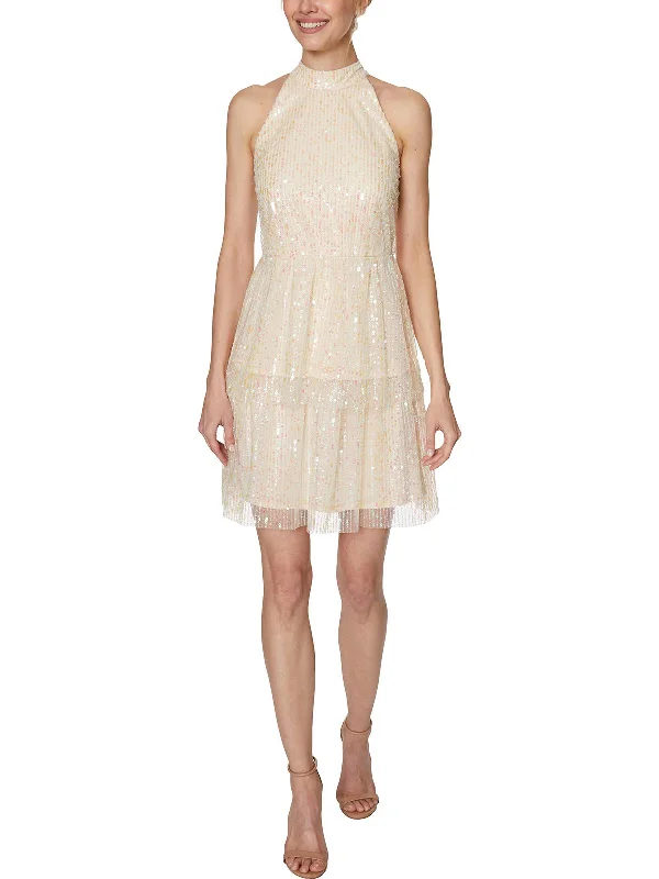 New Styles Just In Flash Sale Womens Beaded Shimmer Mini Dress