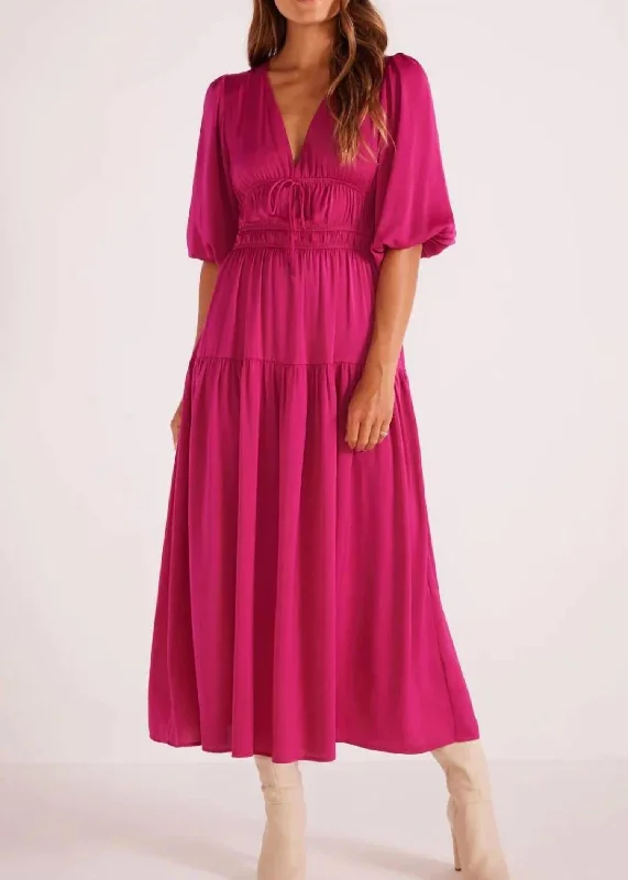 Exclusive Discount Feminine Charm Safira Midi Dress In Berry