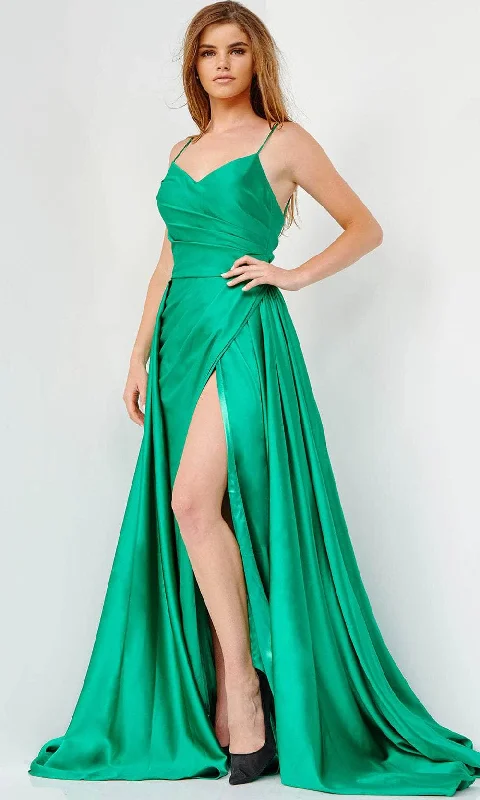 Vintage Style Deals Bold Silhouette JVN by Jovani JVN07800 - Pleated Satin A-Line Prom Dress