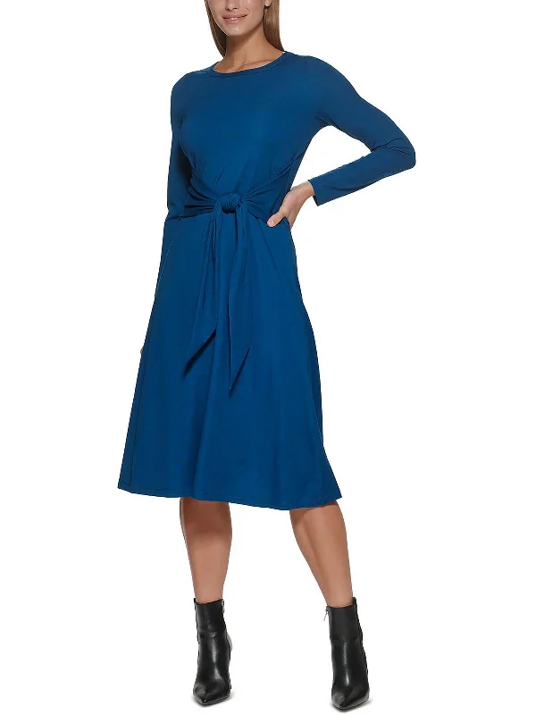 Shop Sales Casual Weekend Relaxed Style Womens Knit Tie-Waist Midi Dress