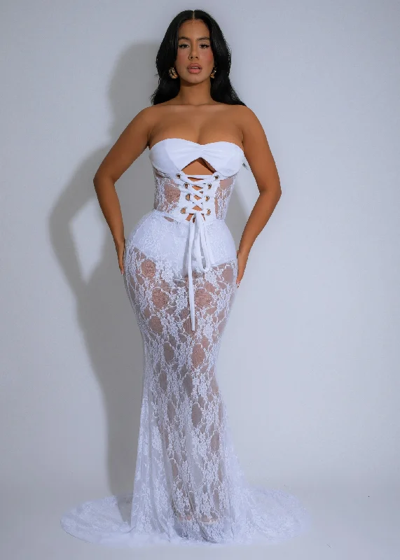 Flash Sale Now Classic Charm Enchantress Lace Maxi Dress White