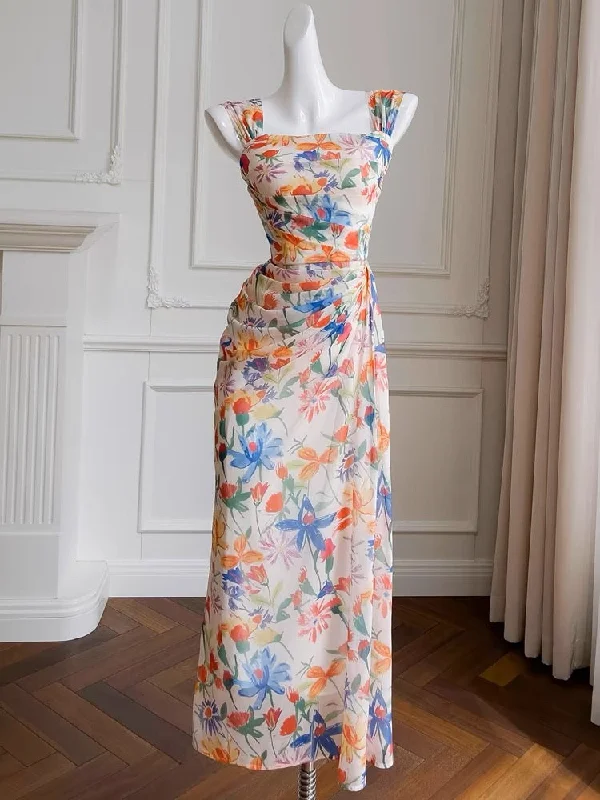 Seasonal Style Discounts Bold Silhouette Sexy Sheath Sleeveless Floral Long Prom Dress C1867