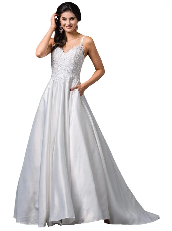 Fashion Forward Romantic Flair Dancing Queen Bridal - 81 Sleeveless Embellished V-neck A-line Gown