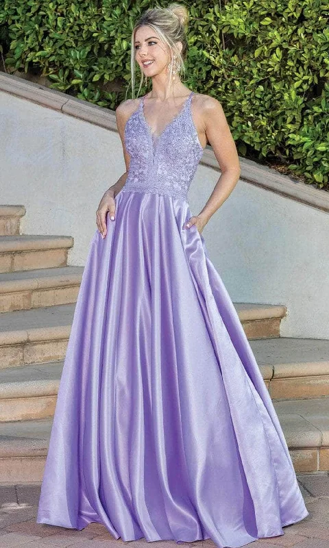 Chic & Cozy Collection Elegant Ensemble Dancing Queen 4260 - Embroidered Sleeveless V-neck Prom Dress