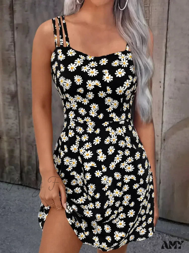 Feminine Luxe Style Sale Effortless Sophistication Amy Fashion - Summer Vintage Floral Daisy Print Sexy Boho Dress