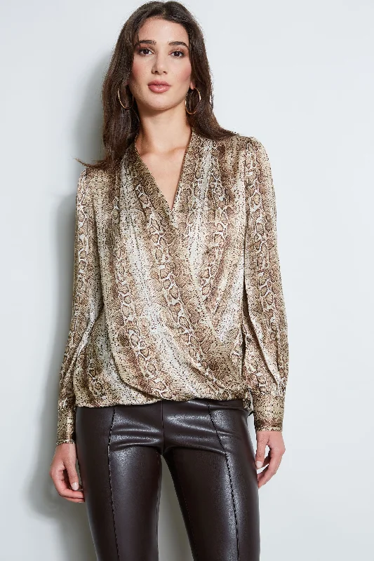 Don't Miss Out Dreamy Aesthetic Silk Satin Python Draped Shirt