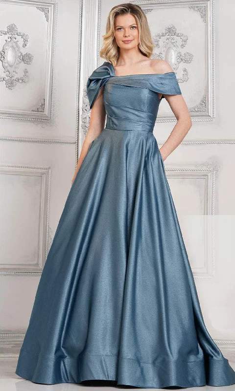 Hurry Before It'S Gone Minimalist Elegant Marsoni by Colors MV1288 - Off Shoulder Satin Evening Dress