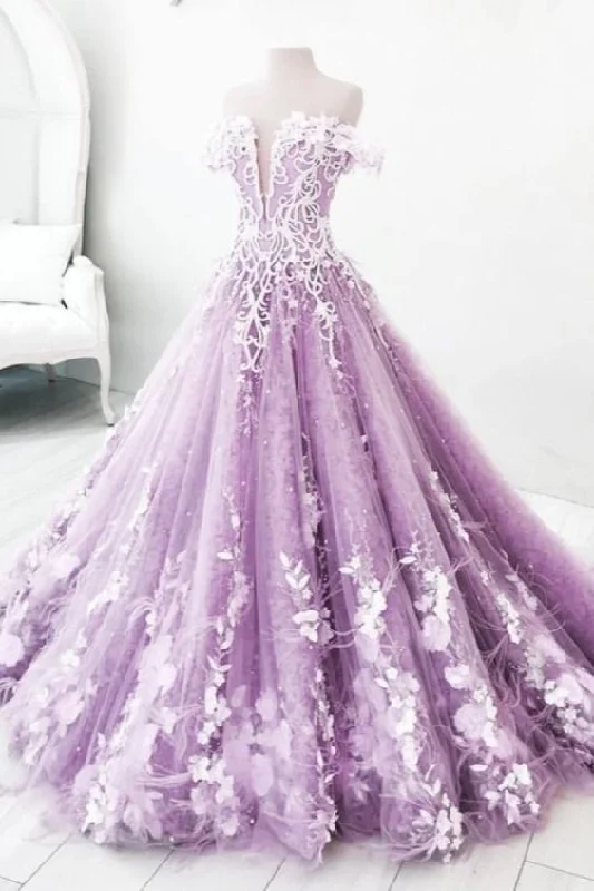 Hot Picks Graceful Drape Beautiful Off-the-shoulder Lace Long Prom Dress Gorgeous Floral Evening Gowns      cg24284