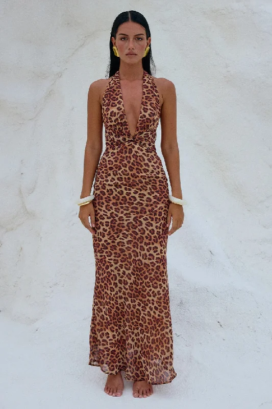 Polished Style Deals Rustic Countryside Charm Look Tenay Maxi Dress - Leopard