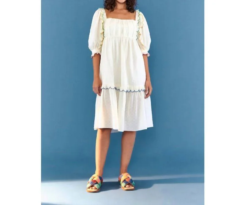 Street Style Discounts Summer Fashion Texture Midi Dress In Off White