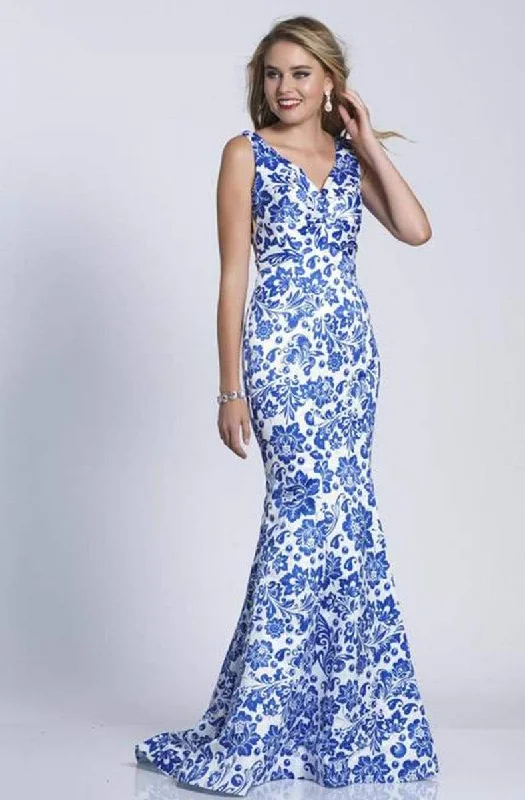 Elegant Style Chic Sophistication Dave & Johnny - 3288 Sleeveless V Neck Printed V-Neck Mermaid Dress - 1 pc Print In Size 12 Available