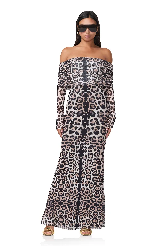 The Latest Fashion Trends Graceful Cut Thelma Maxi Dress - Placed Leopard