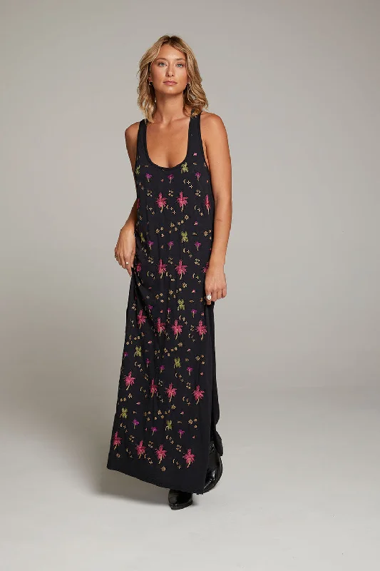 Valentine's Special Fashion-Forward Style Manatee Night Palm Maxi Dress