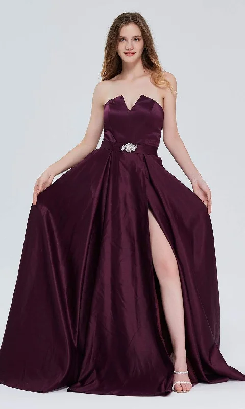 Comfortable Chic Elegant Ensemble J'Adore Dresses - J20002 Brooch-Accent Satin Gown