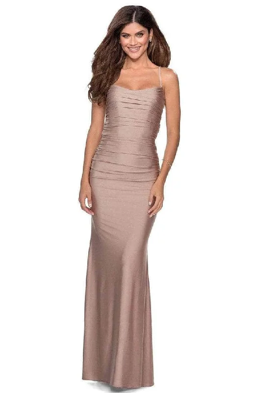 Trend Leading Collection Dreamy Aesthetic La Femme - 28398SC Sleeveless Scoop Neck Long Dress - 1 pc Nude In Size 10 Available