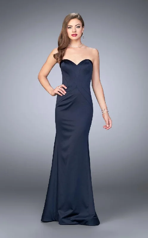 Snag Fabulous Fashion Bargains Elegant Details La Femme - 23197 Tuck-Sculpted Satin Sweetheart Long Evening Gown