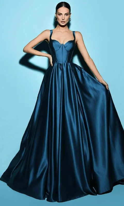 Casual Yet Chic Sales Tropical Island - Inspired Attire Tarik Ediz 53045 - Satin Bustier Evening Gown