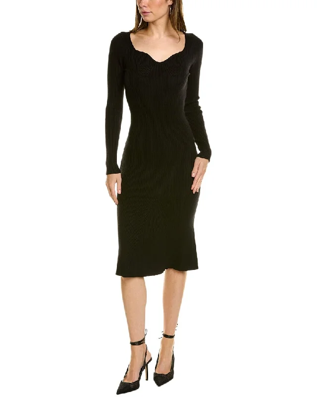 Exclusive Designer Style Deals Flowy Fabric Serenette Ribbed Midi Dress