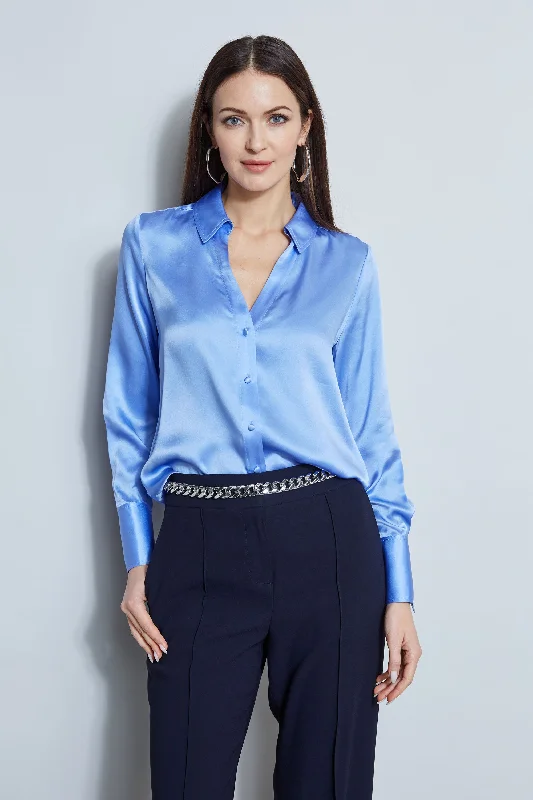 Special Offers Minimalist Chic Silk Satin Button Down Shirt