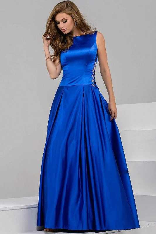 Special Offers, Don't Miss Effortless Comfort Jovani - Stunning Satin Boat Neckline V Back Ball Gown 42470