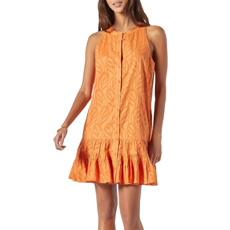 Easy Elegance Sales Feminine Elegant Hayden Cotton Mini Dress In Amber Glow