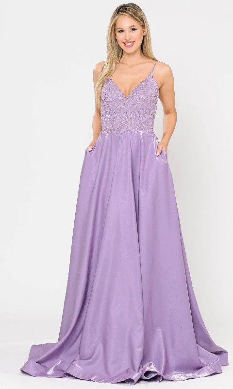 You'Ll Love Us Because Casual Elegance Poly USA 8670 - Sleeveless Deep V-neck Prom Dress