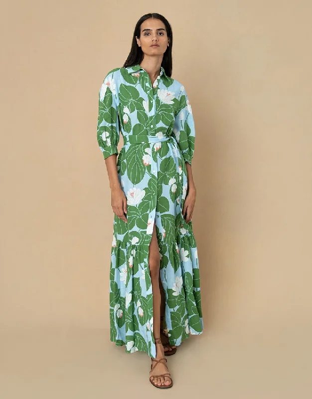 Insane Discount Onslaught Effortless Comfort Bianca Linen Maxi Dress - Waterlily Green - SALE