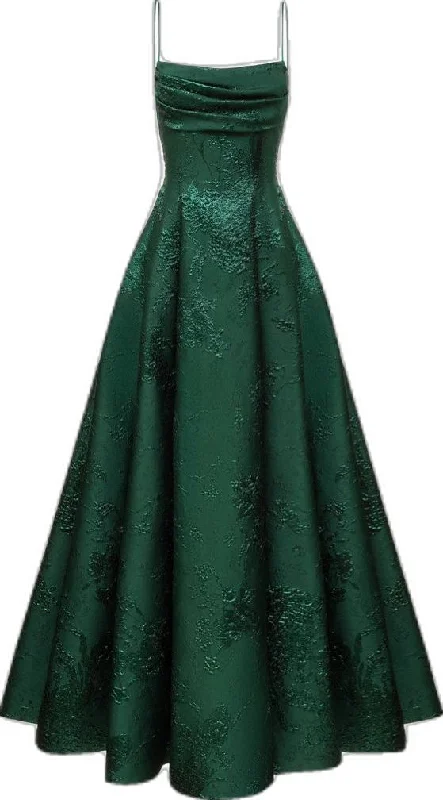 Top Deals Seasonal Trend Modest A line Straps Sleeveless Floral Lace Green Prom Dress C1131