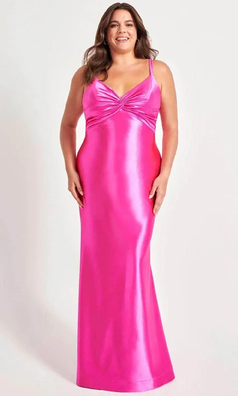 Elegant Fashion Offers Elegant Ensemble Faviana 9549 - Knotted V-Neck Satin Prom Gown