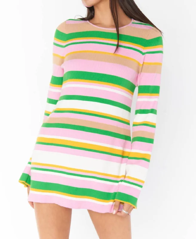 Unleash Your Fashion Casual Elegance Away Mini Dress In Multi Rib Knit