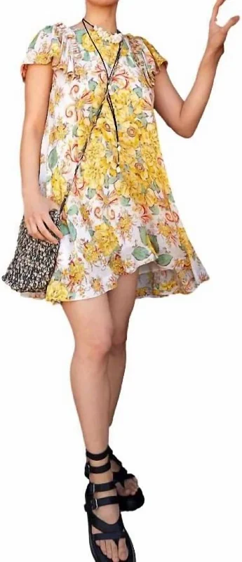 Massive Savings Elegant Ensemble Yara Printed Mini Dress In Tea Combo