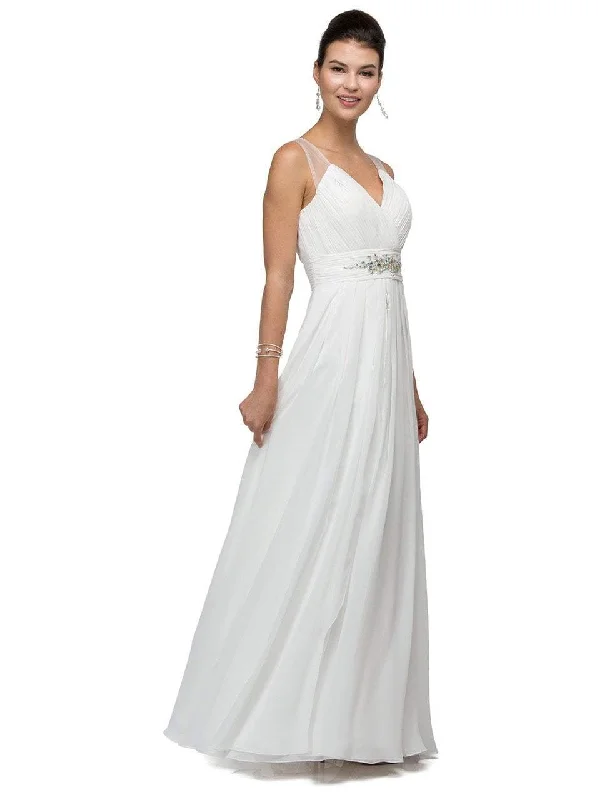 Contemporary Fashion Sale Casual Elegance Dancing Queen Bridal - 9539 Sophisticated Ruched V-Neck Chiffon A-line Dress